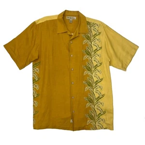 Tommy Bahama Leinen Seide bestickt Kurzarm Knopf Color Block Hemd Herren S - Bild 1 von 4