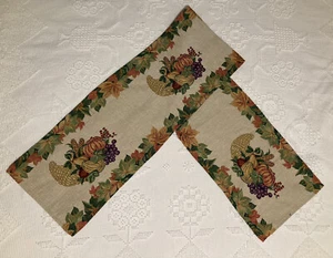 Tapestry Table Runner Horn of Plenty Cornucopia 12.5x71 Fall Autumn Thanksgiving - Picture 1 of 7