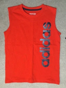 Adidas Boys Orange Cotton Sleeveless Shirt - Size 4 - NEW $19 - Picture 1 of 3