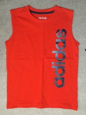 Adidas Boys Orange Cotton Sleeveless Shirt - Size 4 - NEW $19 - Image 1 of 3