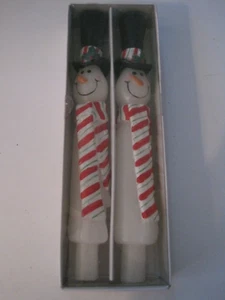 Christmas Ornaments Snowman Candles Tapers 10" Set Of 2 - Picture 1 of 3