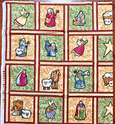 Benartex Nancy Halvorsen TIDINGS Panel # 04030 Christmas Nativity Scenes 28 Sq - Image 1 of 4