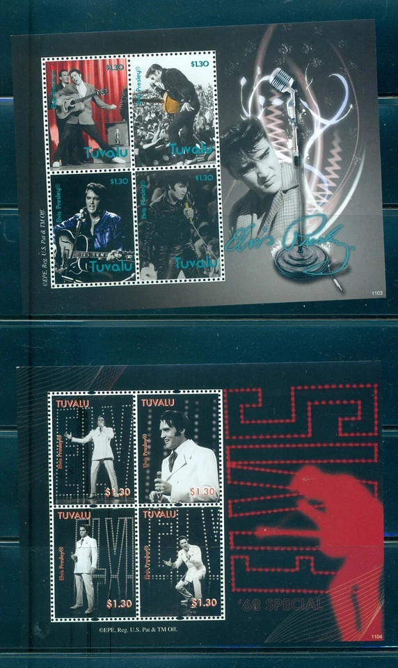 Tuvalu - Sc# 1156-7. Elvis Presley 2011. MNH Souv. Hojas. $21,00. Foto 1 de 1