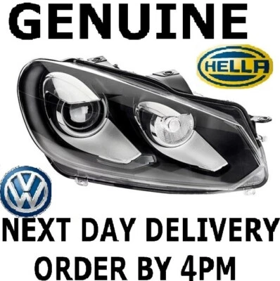 Genuine VW Golf MK6 Bi-Xenon AFS Hella Headlight Driver Right Side 2009-2012 - Image 1 of 2