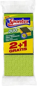 Spontex Lot de 4 x 3 éponges anti-graisse Duo avec 1 côté pour récurer et 1 côté - Foto 1 di 1