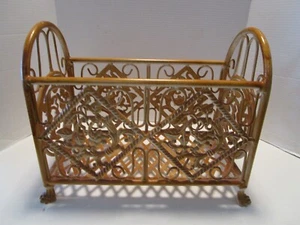 Antique Cast iron metal Magazine firewood holder scroll ornate fretwork 17.50”W - Picture 1 of 8