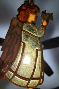 Ornament Engel Vintage Glasmalerei Stil gelb und gold Weihnachten oder Fenster - Bild 1 von 5
