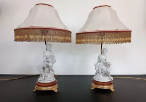 Paire de lampes en faïence de la manufacture Capodimonte - Imagen 1 de 12