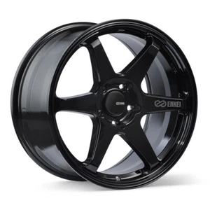 17x8 +40 Enkei T6R 5x114.3 Gloss Black Wheels (Set of 4) - Picture 1 of 2