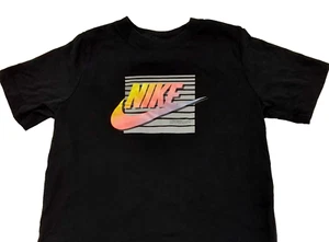 NIKE Girls Black Colorful Graphic Logo Print Casual Short Sleeve T Shirt SZ M - Picture 1 of 4