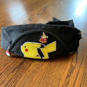 Pokemon Pikachu Waist Bag Fanny Pack Hip Pack Belt Crossbody Black Yellow EUC - Picture 1 of 12