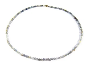 Kette aus Labradorith in facettierter Kugelform Ø-3 mm 925 Silber Verschluss - Picture 1 of 3