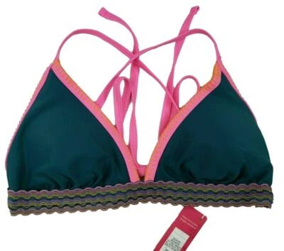 Top de bikini triángulo con ribete elástico Xhilaration Junior - verde azulado, mediano Foto 1 de 2