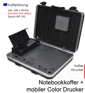 ROBUSTER HARTSCHALE TRAGEKOFFER INKL. MOBIL. DRUCKER EPSON WF-100 FÜR NOTEBOOK - Bild 1 von 12