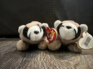 TY Beanie Baby - RINGO the Raccoon (8 inch) Lot Of 2 - Picture 1 of 6