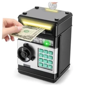 Piggy Bank for Kids, Electronic Cash Coin Money Saving Box, Money Bank Black - Picture 1 of 8