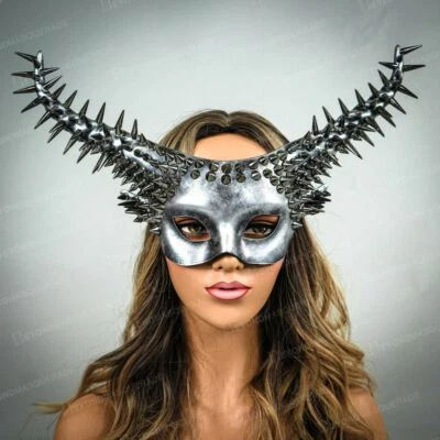Horns Steampunk Costume Headband Cosplay Horn Headdress Halloween Costume Silver - Image 1 of 3