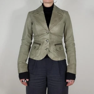 Leder Blazer 2000er Vintage Sakko Jacke Damen Y2K Asthetic Lederjacke Vero Moda - Bild 1 von 10