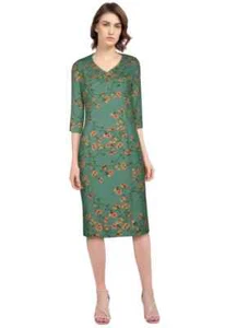 Vintage Retro Pencil-Kleid mit Blumen Grün Artikel: 82986 Gr. 46 Neu - Bild 1 von 5