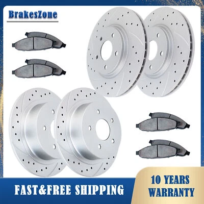 Pastillas de rotores de freno delanteras traseras para Pontiac G6 2006-10 Saturn Aura ranuradas perforadas Foto 1 de 4