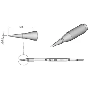 JBC Lötspitze Serie C245, Rundform, C245930/Ø 0,5 mm, gerade C245930 - Bild 1 von 2