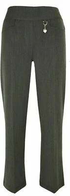 GIRLS PULL UP SCHOOL UNIFORM TROUSERS HEART PENDANT ELASTICATED AGE 2 TO 14 YEAR