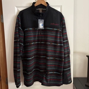 Ariat Herren Basis 2.0 1/4 Zip Pullover Sweatshirt Schwarz Southwest XL - Tall - Bild 1 von 5