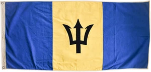 Barbados Fully Sewn Cotton Flag - 150cm x 75cm - 2 Eyelets - Picture 1 of 6