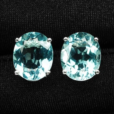 Aretes hechos a mano de plata de ley 925 aterciopelados aguamarina azul cielo de 6,50 quilates Foto 1 de 4