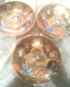 Very Rare Vintage 1945 1952 Handpainted In Occupied Japan 3 Plates - Picture 1 of 4