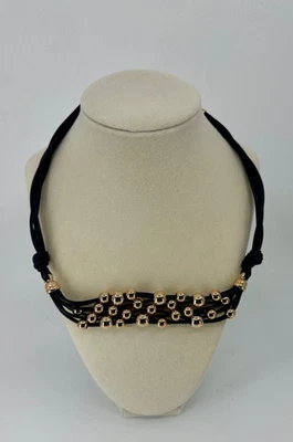 Bronzo Italia Black Beaded Necklace: 20" Adjustable: Italy  - Image 1 of 4