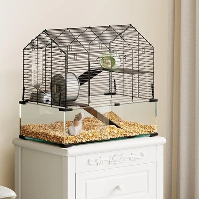 Large Hamster Cage with 7" Deep Glass Bottom for Syrian, Dwarf Hamster, Gerbils - Image 1 of 4