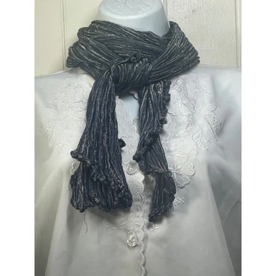 Bufanda Plisada Metálica Cejón Azul Plata Seda Rayón Talla Única 64 Pulgadas y2k Foto 1 de 4