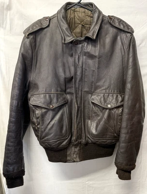 VTG Schott Bros Military A-2 Leather Flight Bomber Jacket WWII  Size 44 USA - Image 1 of 4