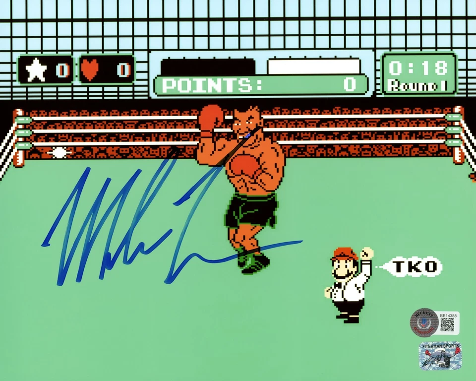 SALE! Mike Tyson Autographed Signed 8x10 Photo Punch Out In Blue Beckett BAS QR - Image 1 of 1