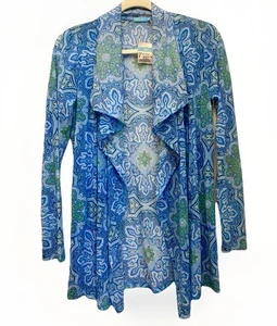J. McLaughlin Balboa Knit Mesh Breakaway Cardi M Coverup Sheer Blue Green - Picture 1 of 7