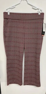 NWT Liverpool Mabel Stovepipe Cropped Pants Mulberry Houndstooth Print Size XL - Picture 1 of 8