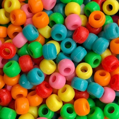 100X Mixed Multi Colour Pony Beads 9x6mm Craft Jewellery Making Bead 3.8mm Hole - Image 1 of 4