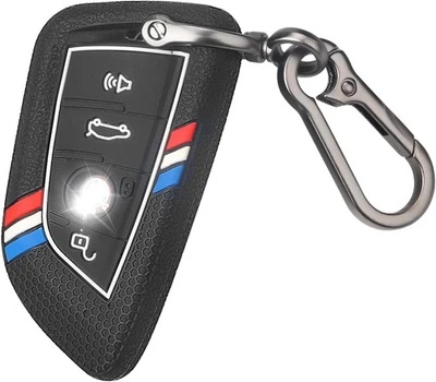 QBUC for BMW Key Fob Cover, Striped Silicone Key Shell Case for BMW 2 4 5 6 7 Se