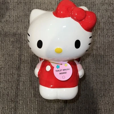 New Hello Kitty Pink Ceramic Toilet Brush & Holder By Sanrio & Jay Franco - Image 1 of 4