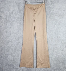 Pantalón acampanado Miaou para mujer S beige tiro medio fruncido frente mezcla de viscosa elástico - Imagen 1 de 22