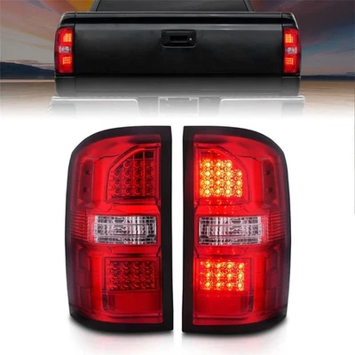Conjunto de luces traseras de lente roja/clara para GMC Sierra 1500 2014-18 sin LED [cromo] Foto 1 de 4