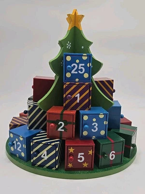 Advent Calendar Christmas Tree Countdown Stacked Gift Boxes Table Decoration  - Image 1 of 4