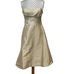 Coast Silk Boned Strapless Dress Beige A-Line Size 8 Elegant Formal Wear - Picture 1 of 9