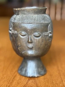 African Tribal Kuba Wood Cup Pitcher Figural Head Congo Abstract Art -c 1900 - Picture 1 of 6