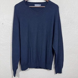 Vtg Talbots Mens Sweater XL Navy Cotton Modal Stretch Soft 90s Old Money Minimal - Picture 1 of 9