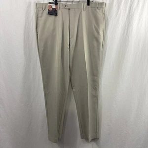 Roundtree & Yorke Hose Herren 46x34 hellbraun plissiert Taille Expander pflegeleicht Neu mit Etikett - Bild 1 von 11