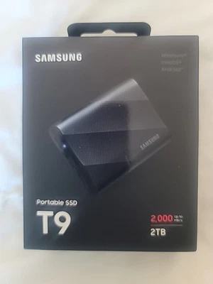 Samsung T9 Portable 2TB 2000MB/s SSD - Black (MU-PG2T0B/AM) - Image 1 of 2