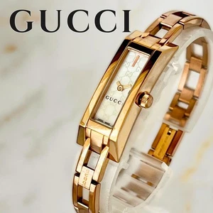 GUCCI 110 GG Muster Shell Dial Gold Armband Uhr GUCCI,16404 - Bild 1 von 12