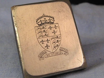 IMPRESORAS ANTIGUAS DE ACERO BLOQUE ARMORIAL SHREWSBURY ESCUELA ESCUDO SELLO Foto 1 de 4